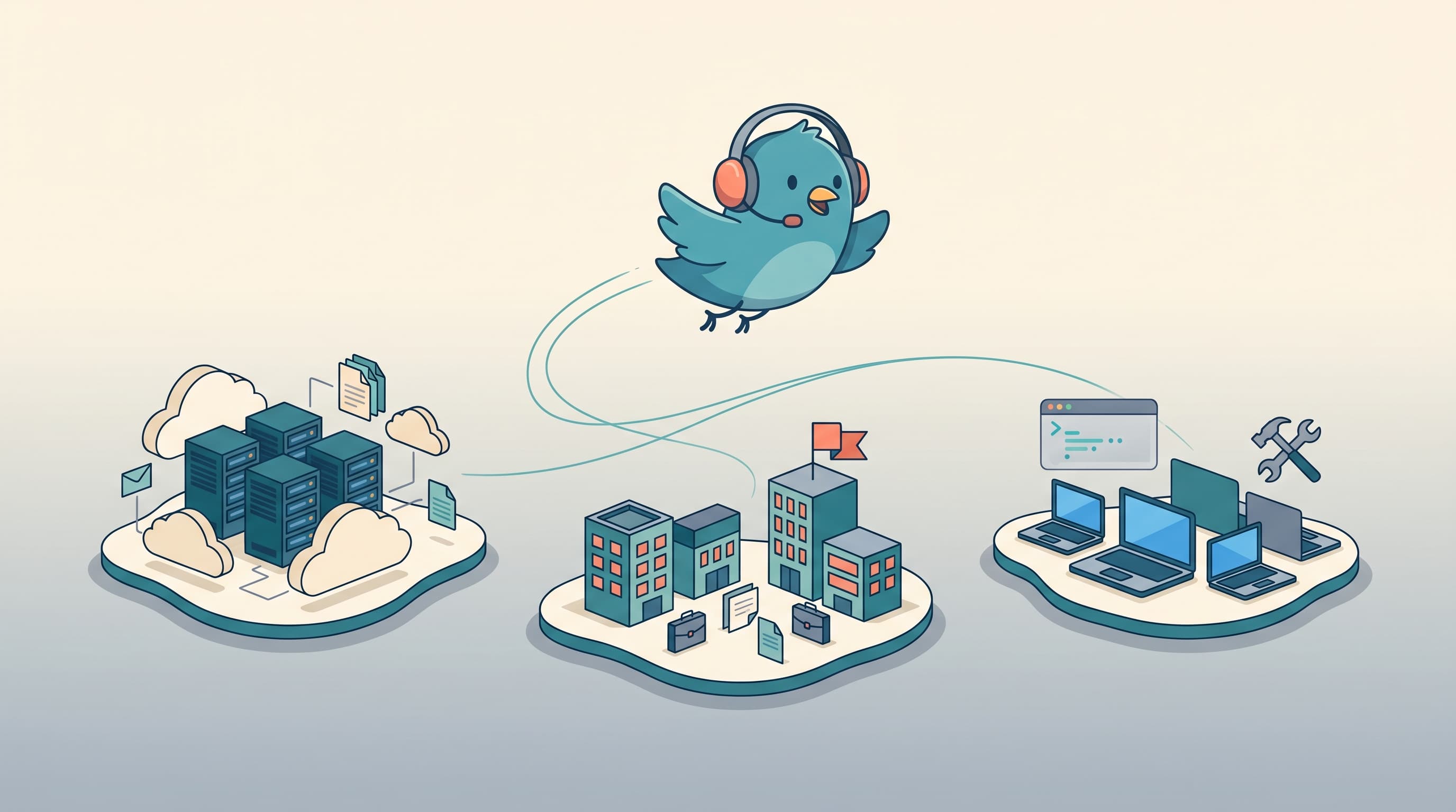 An aerial map showing different airfield districts: B2B SaaS, professional services, and developer tools